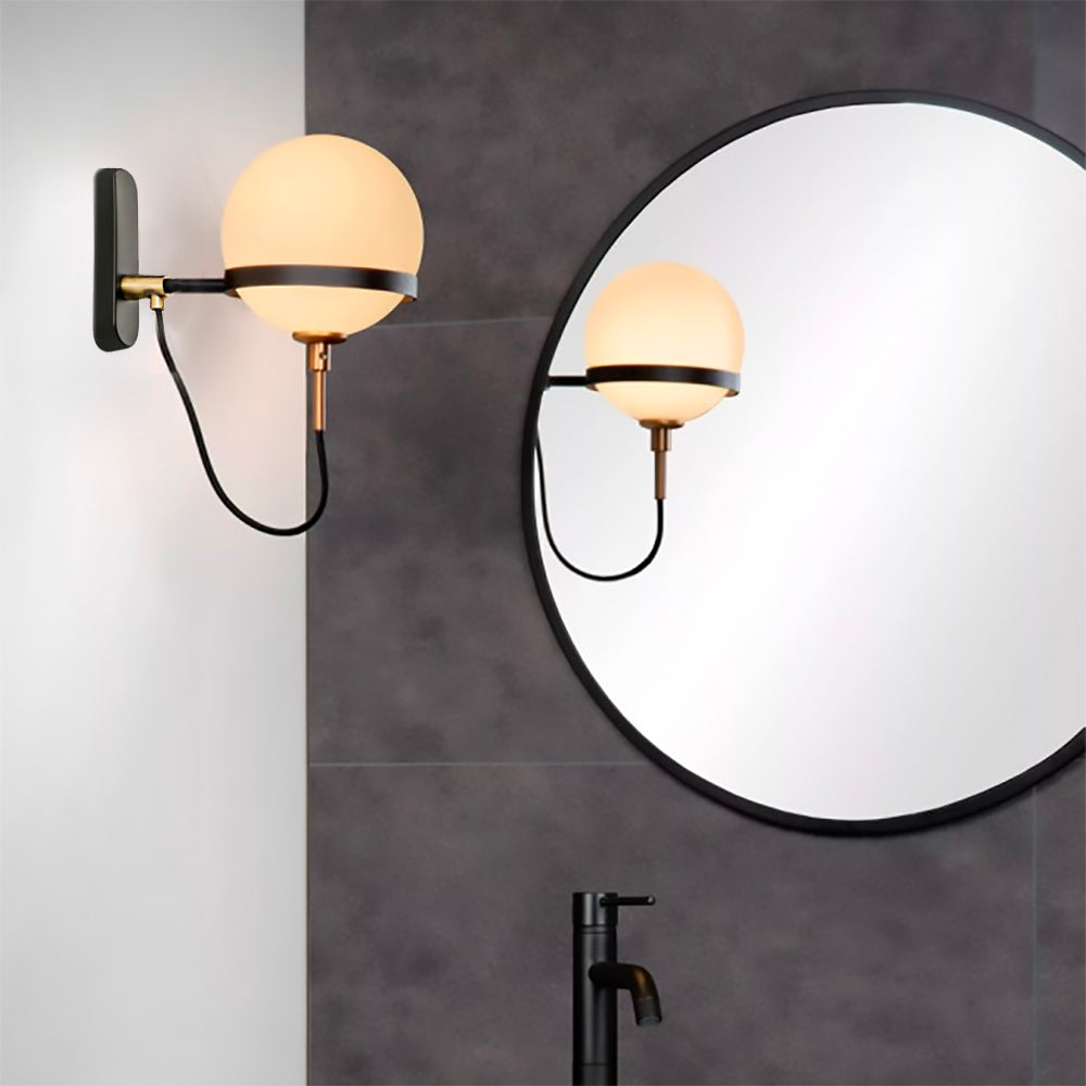 Apliqué de metal negro y vidrio ópal Flip