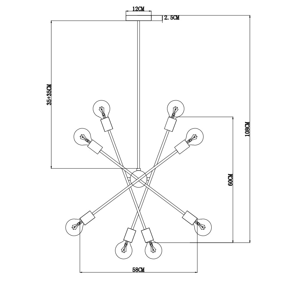 Lámpara colgante chandellier dorada Tisara 8