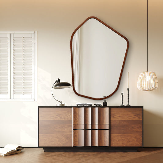 Espejo Orgánico con borde de Madera Maceió