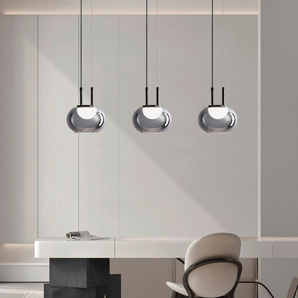 Lámpara colgante de aluminio y vidrio color smoke Merlo