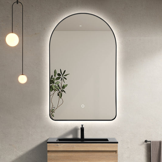 Espejo cúpula con borde negro de aluminio Retroiluminado