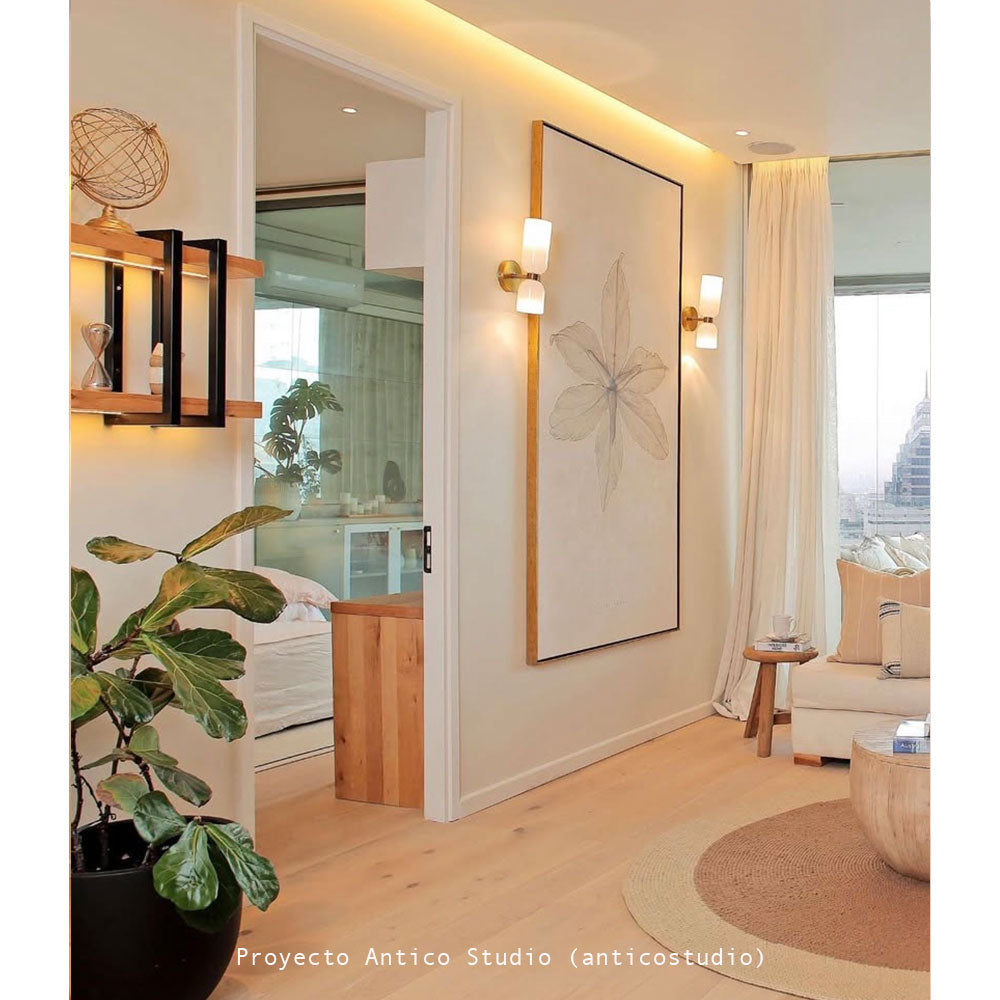 Apliqué de vidrio ópal con detalles metálicos dorados Candle Light