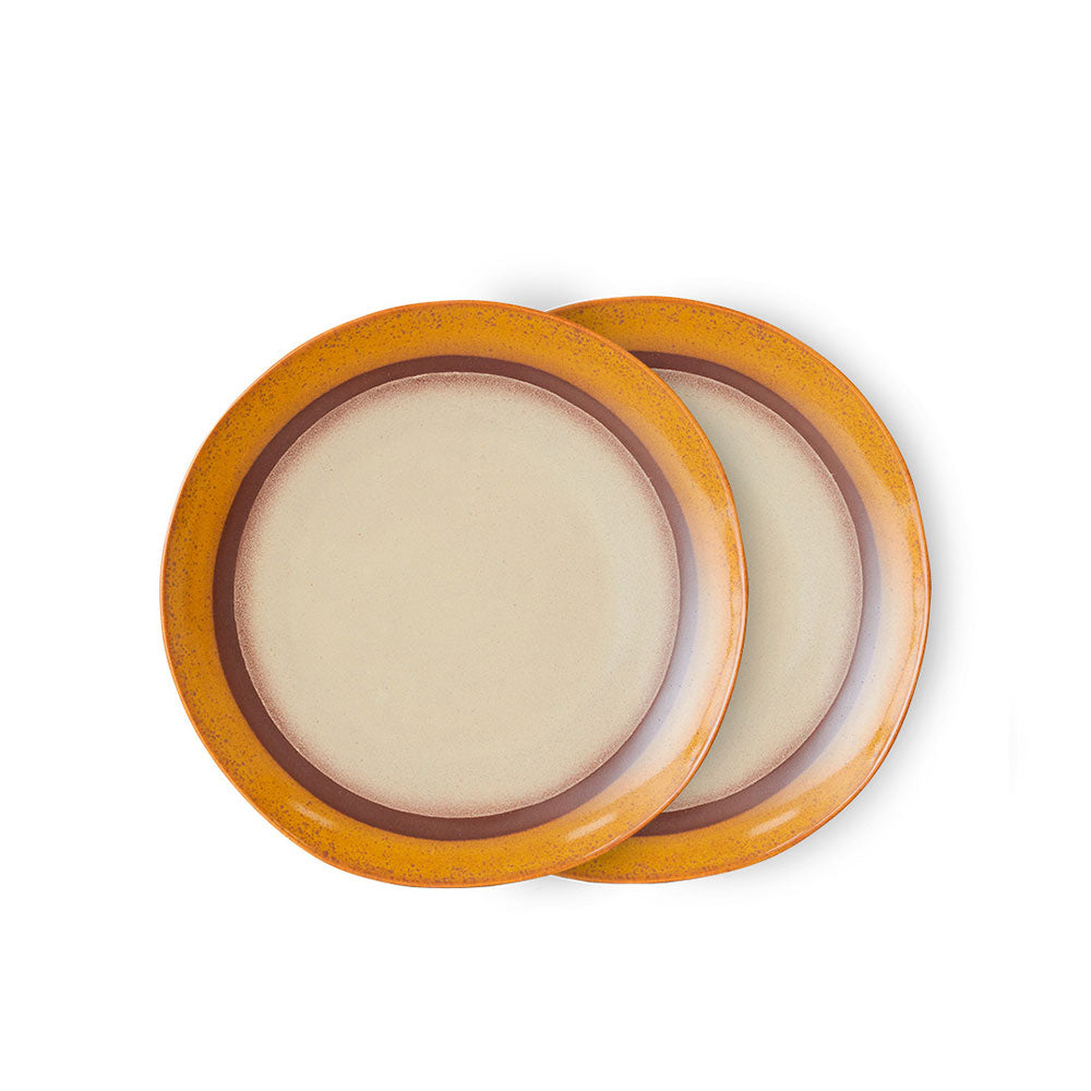 70s ceramics: Set de platos principal "Coconut" (juego de 2 unidades)