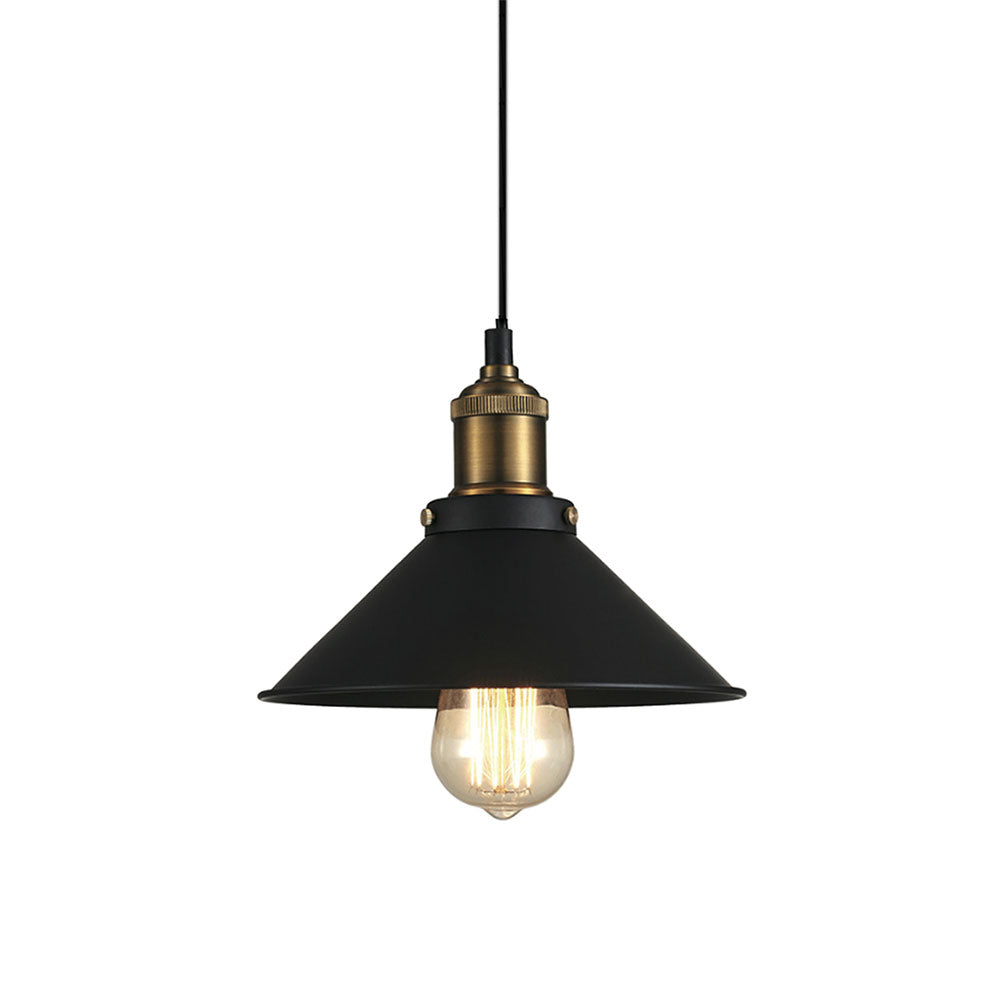 Lámpara colgante negra con detalles en color dorado Brooklyn Metal