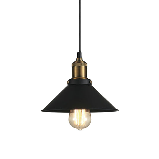 Lámpara colgante negra con detalles en color dorado Brooklyn Metal