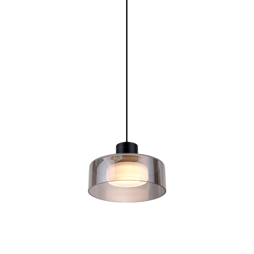 Lámpara colgante de aluminio negro y vidrio color smoke Dijon