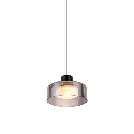 Lámpara colgante de aluminio negro y vidrio color smoke Dijon