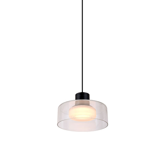 Lámpara colgante de aluminio negro y vidrio transparente Dijon
