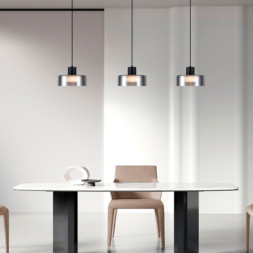 Lámpara colgante de aluminio negro y vidrio color smoke Dijon