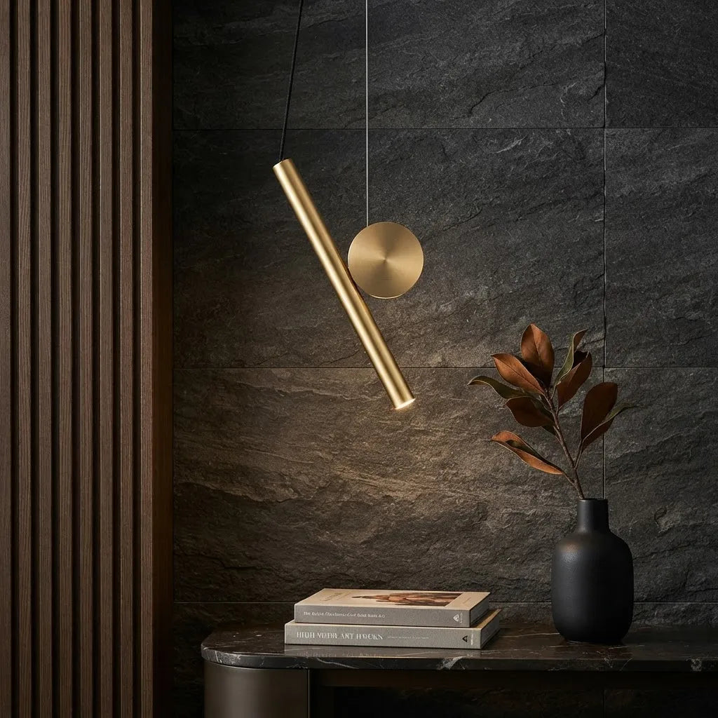 Foco colgante de aluminio dorado Lugano
