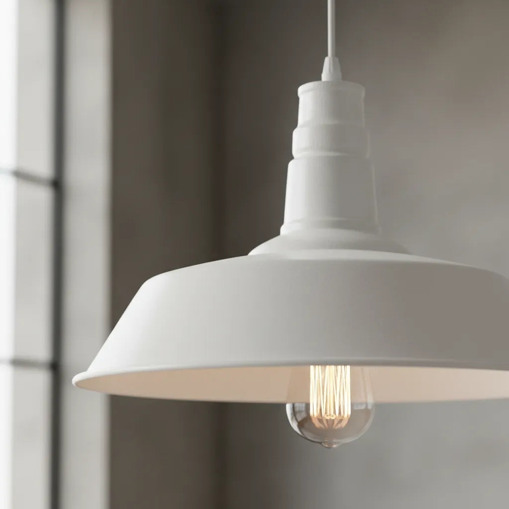 Lámpara colgante metálica blanca Industrial