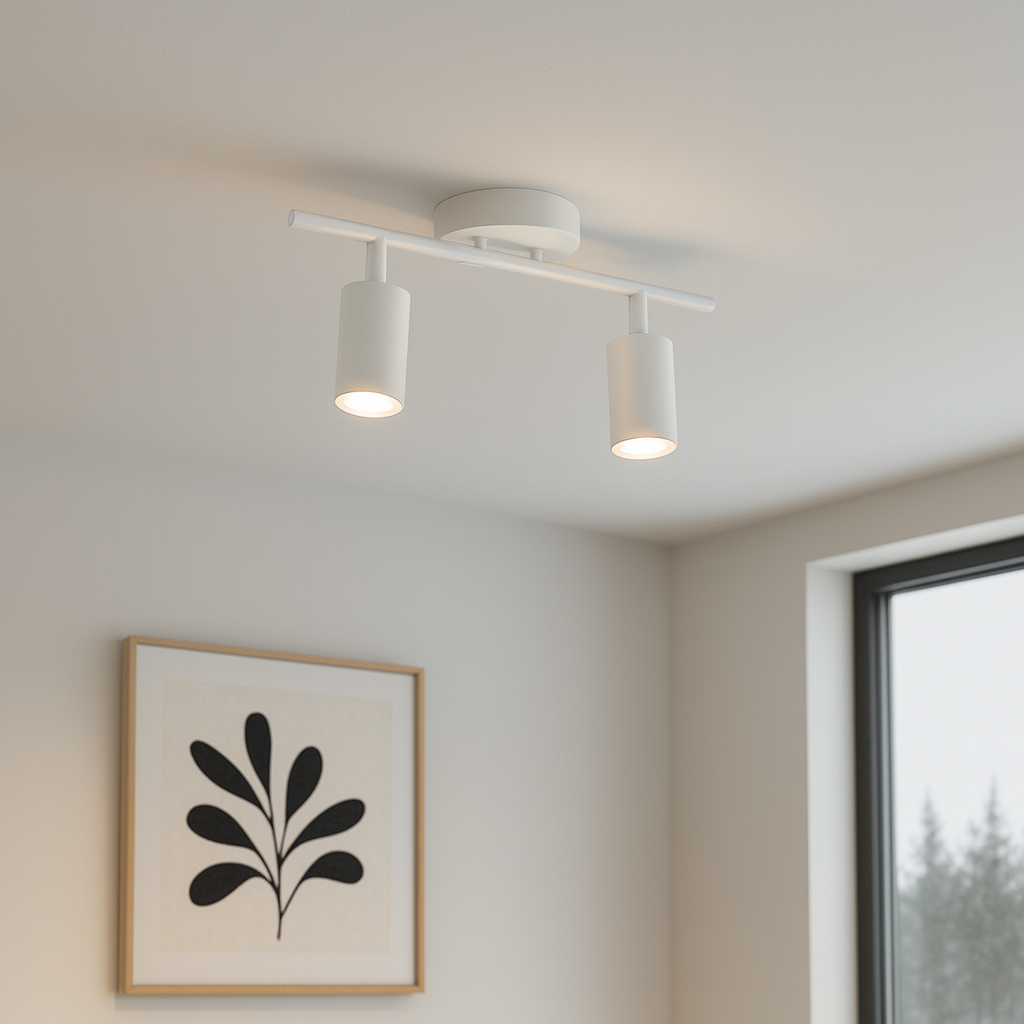 Foco sobrepuesto doble lineal metálico blanco Nur