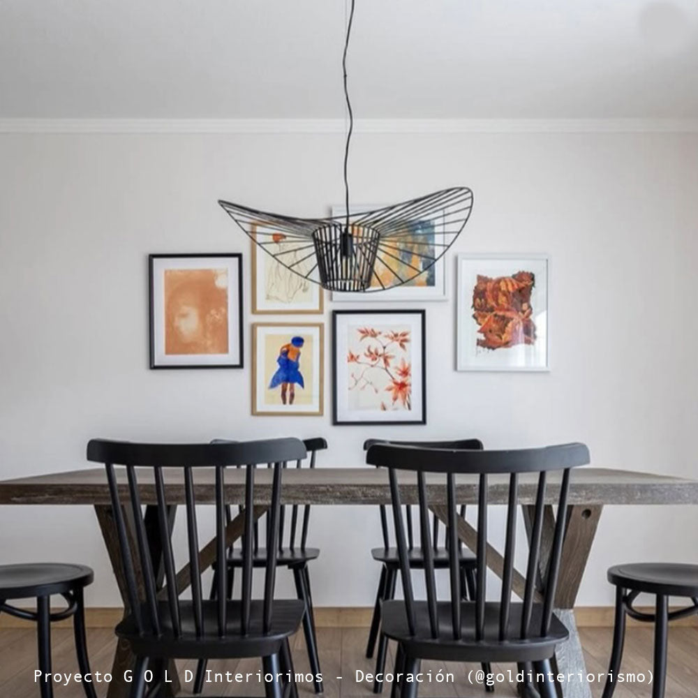 Lámpara colgante de metal negro Eventail