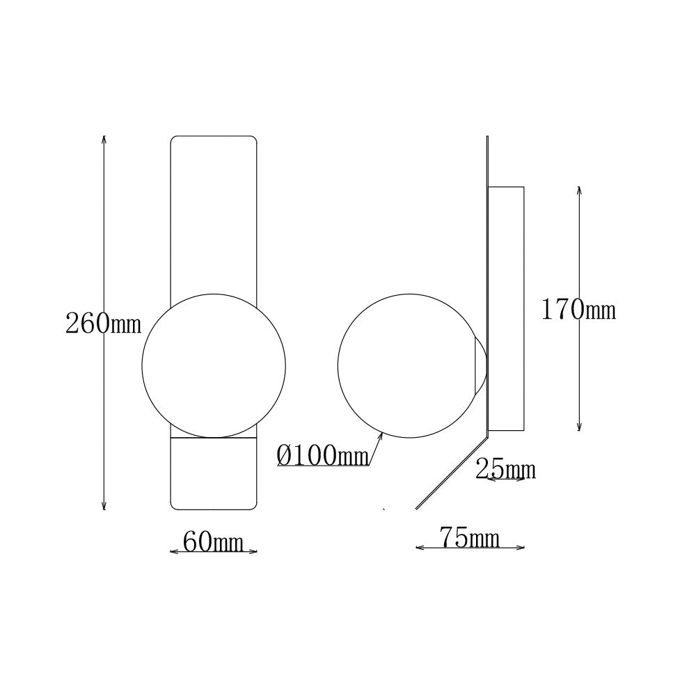 Apliqué de aluminio negro y vidrio opal Ise 1