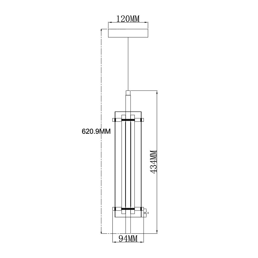 Lámpara colgante de vidrio y detalles en aluminio negro Kasarani