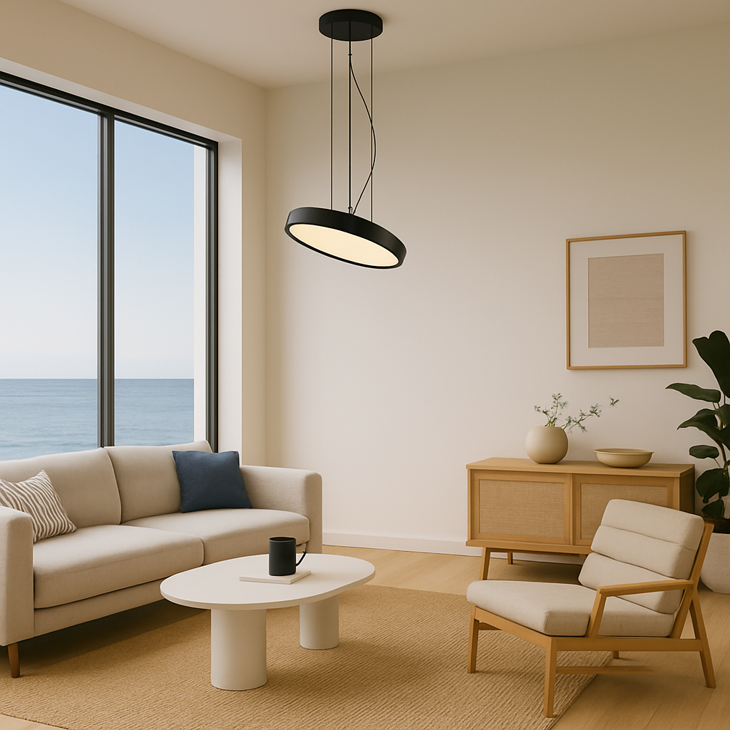 Lámpara colgante de aluminio led negra Cannes