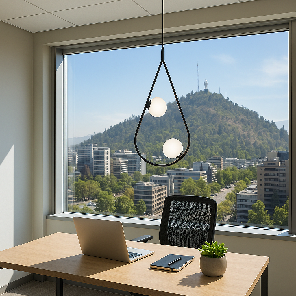 Lámpara colgante de aluminio negro y vidrio Loft Drop 2