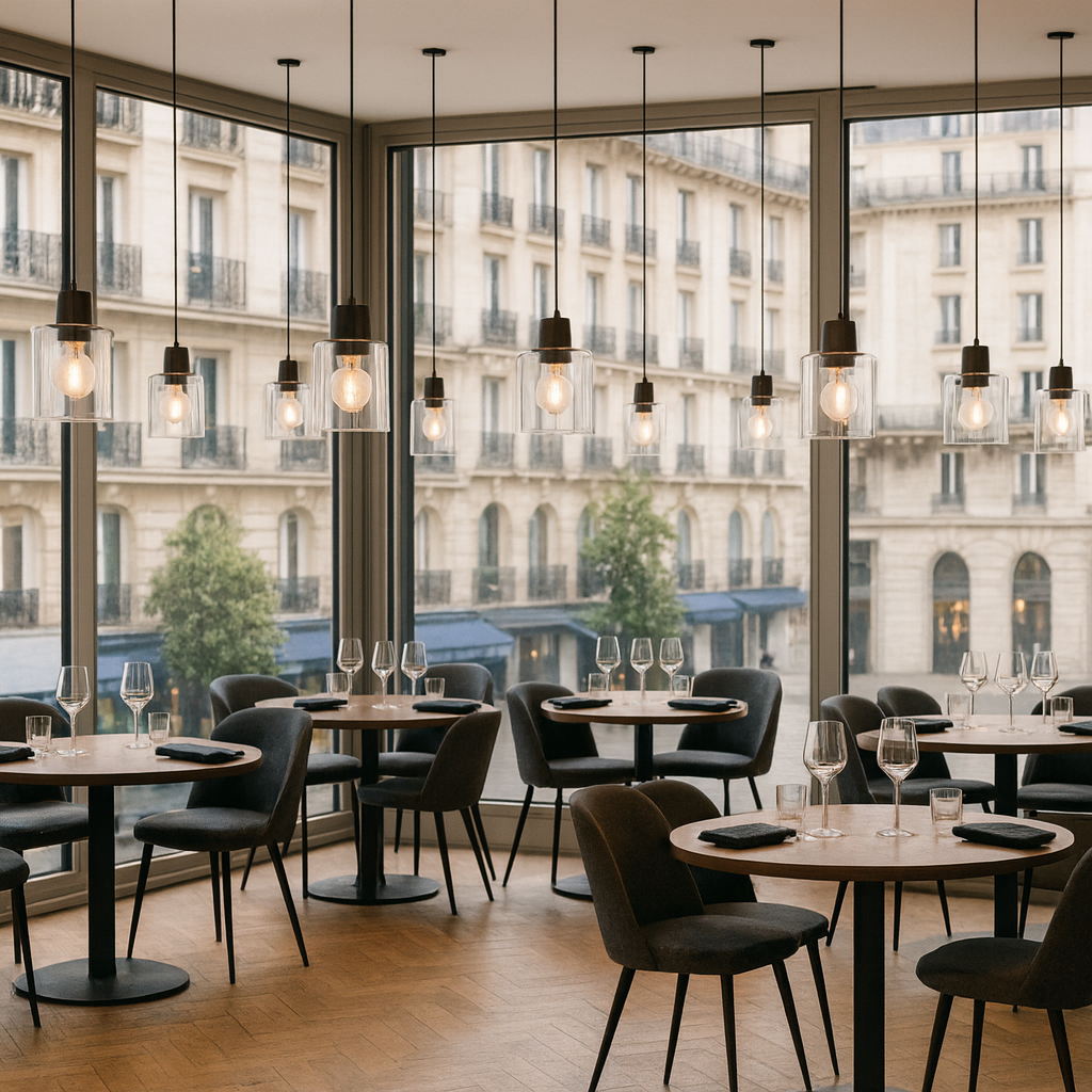 Lámpara colgante de vidrio con detalles en metal negro Clair