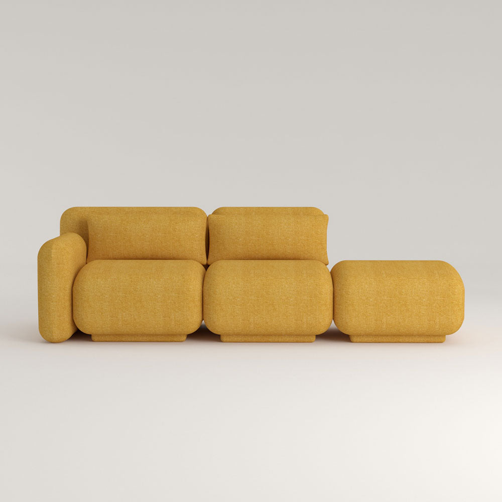 Dante Sofá Modular - Tres Módulos - Módulo Brazo Izquierdo + Intermedio + Pouf