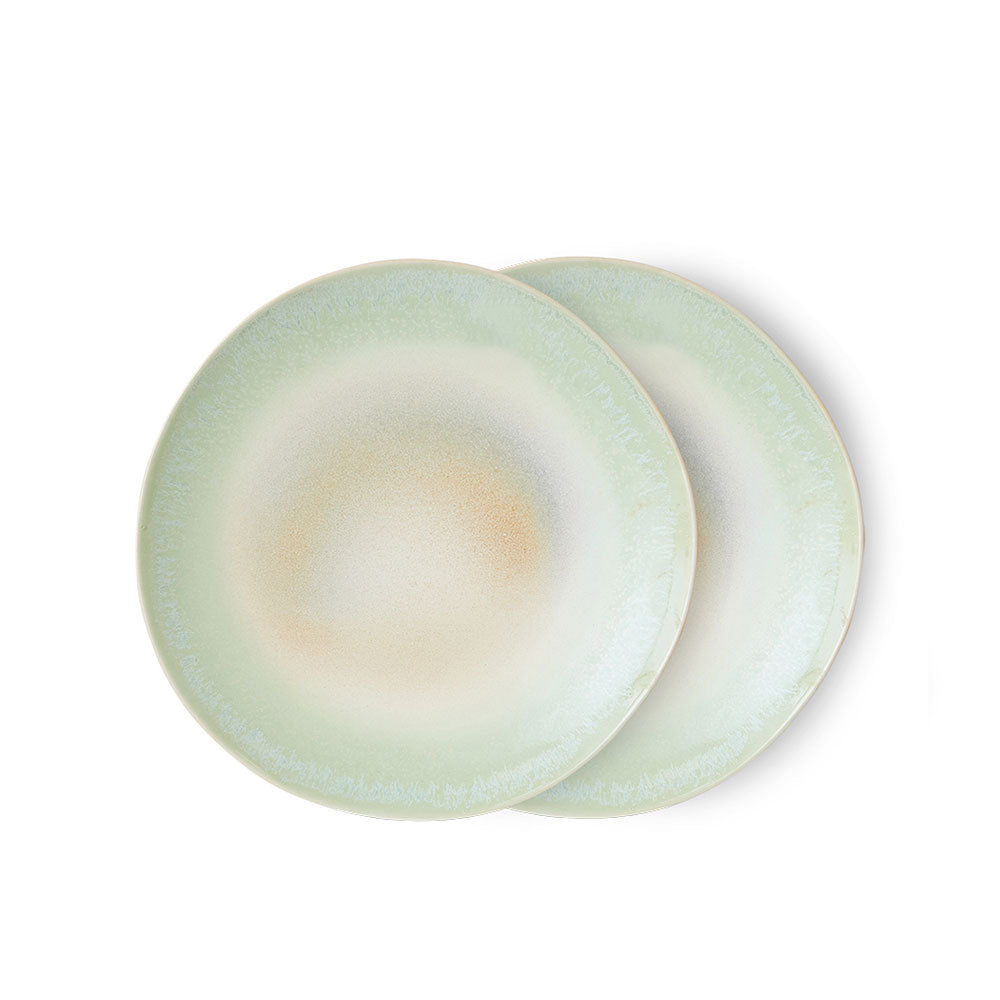 70s ceramics: Set de platos principal "Palms" (juego de 2 unidades)