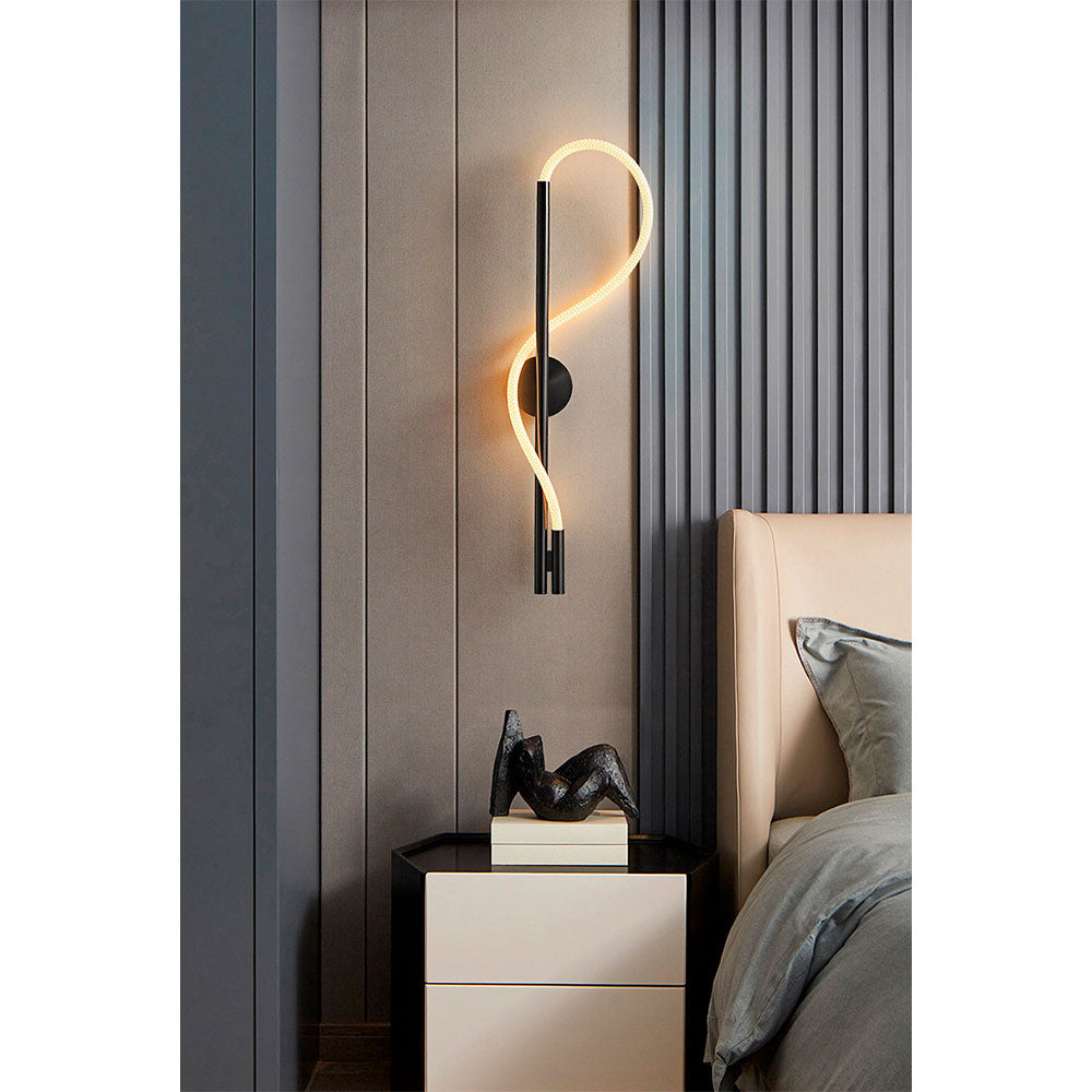 Apliqué de aluminio negro y cordón led Larvik