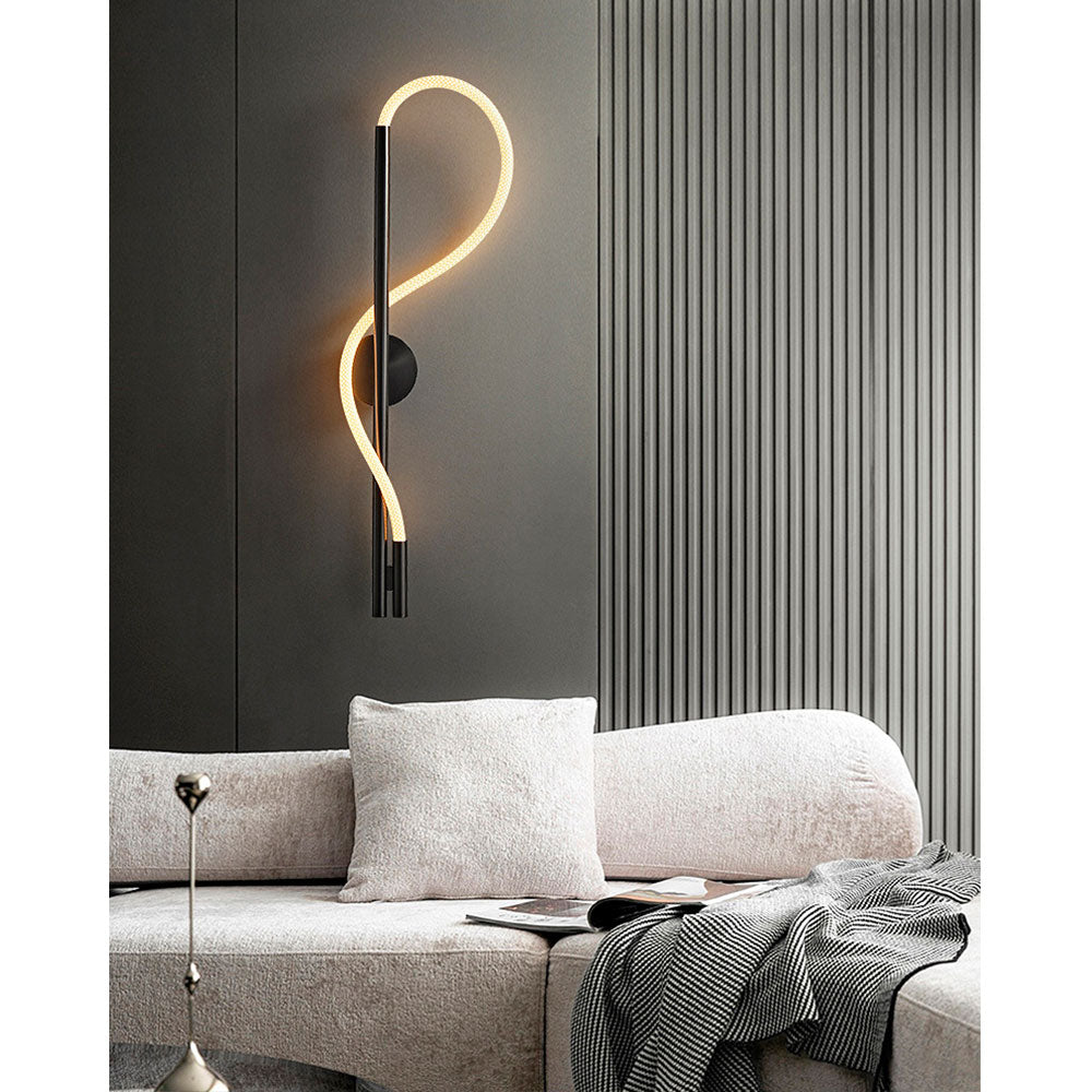 Apliqué de aluminio negro y cordón led Larvik