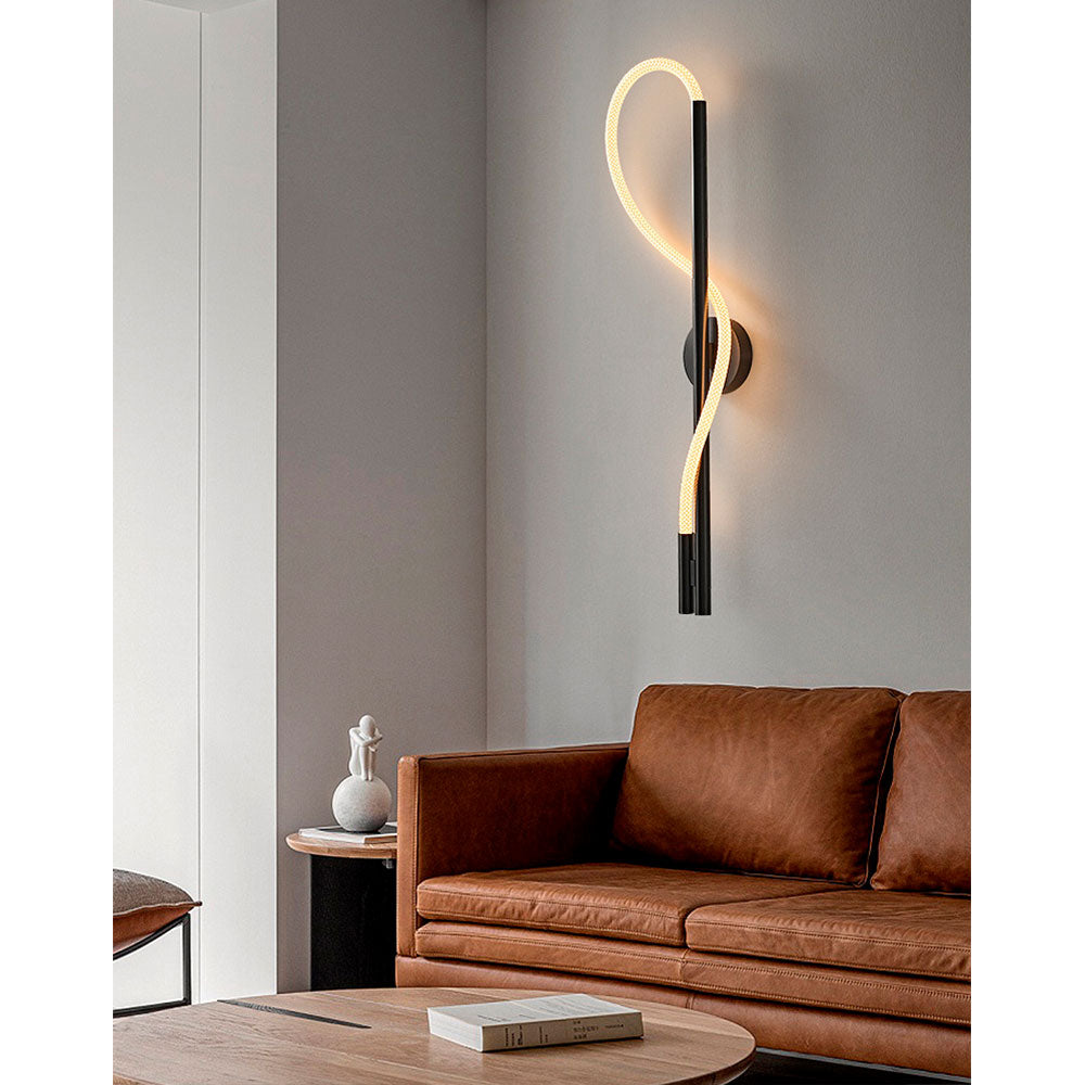 Apliqué de aluminio negro y cordón led Larvik