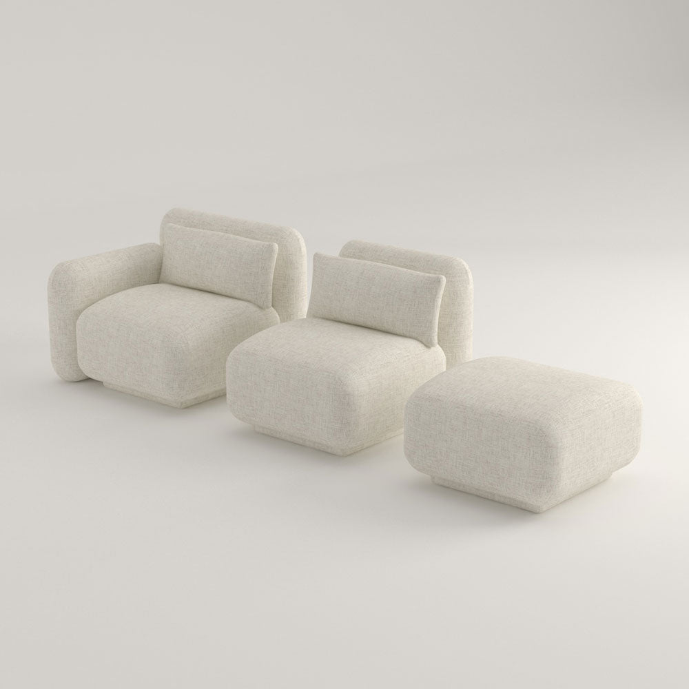 Dante Sofá Modular - Tres Módulos - Módulo Brazo Izquierdo + Intermedio + Pouf