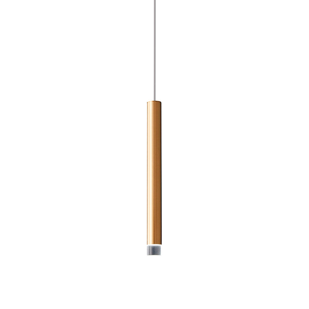 Lámpara colgante led de vidrio y aluminio dorado Beam Light 1 Barra