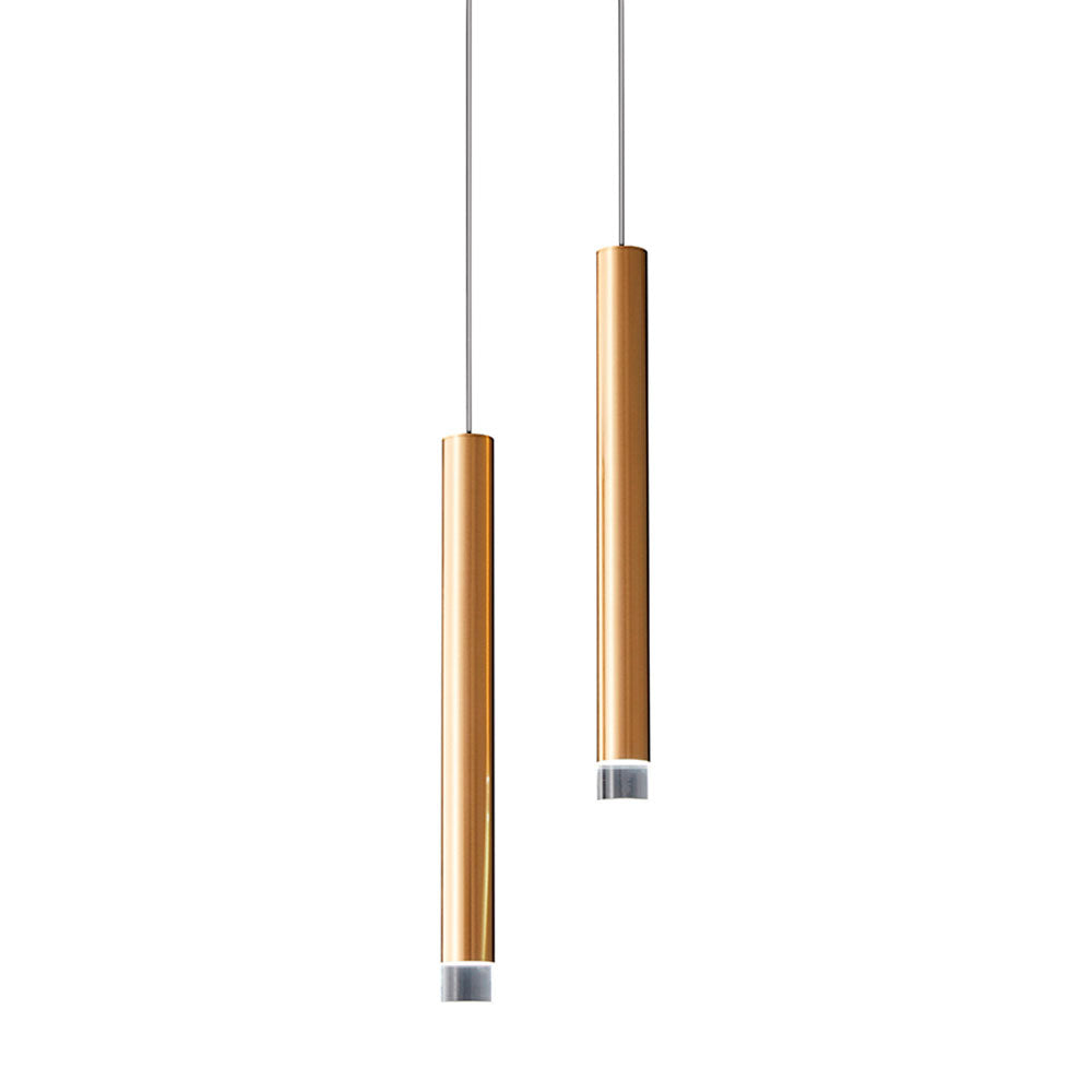 Lámpara colgante led de vidrio y aluminio dorado Beam Light 2 Barras
