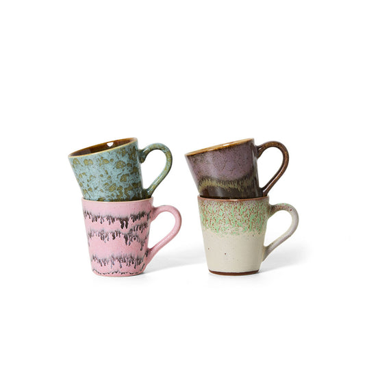 70s ceramics, Set de 4 Tazas de café, "Brutalism"