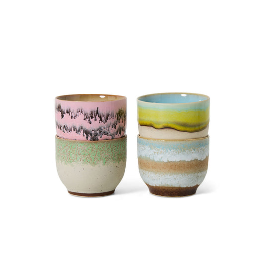 70s ceramics, Set de 4 Tazas de café, "Deco"