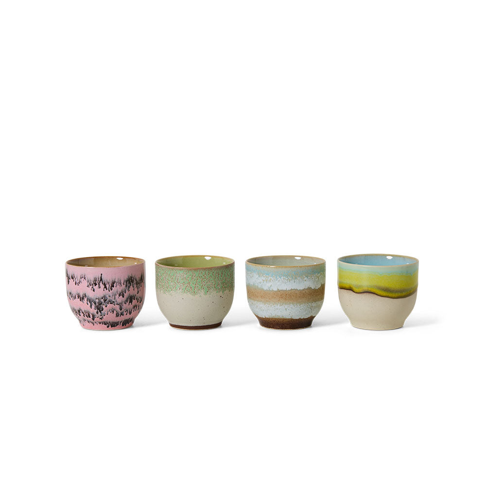 70s ceramics, Set de 4 Tazas de café, "Deco"