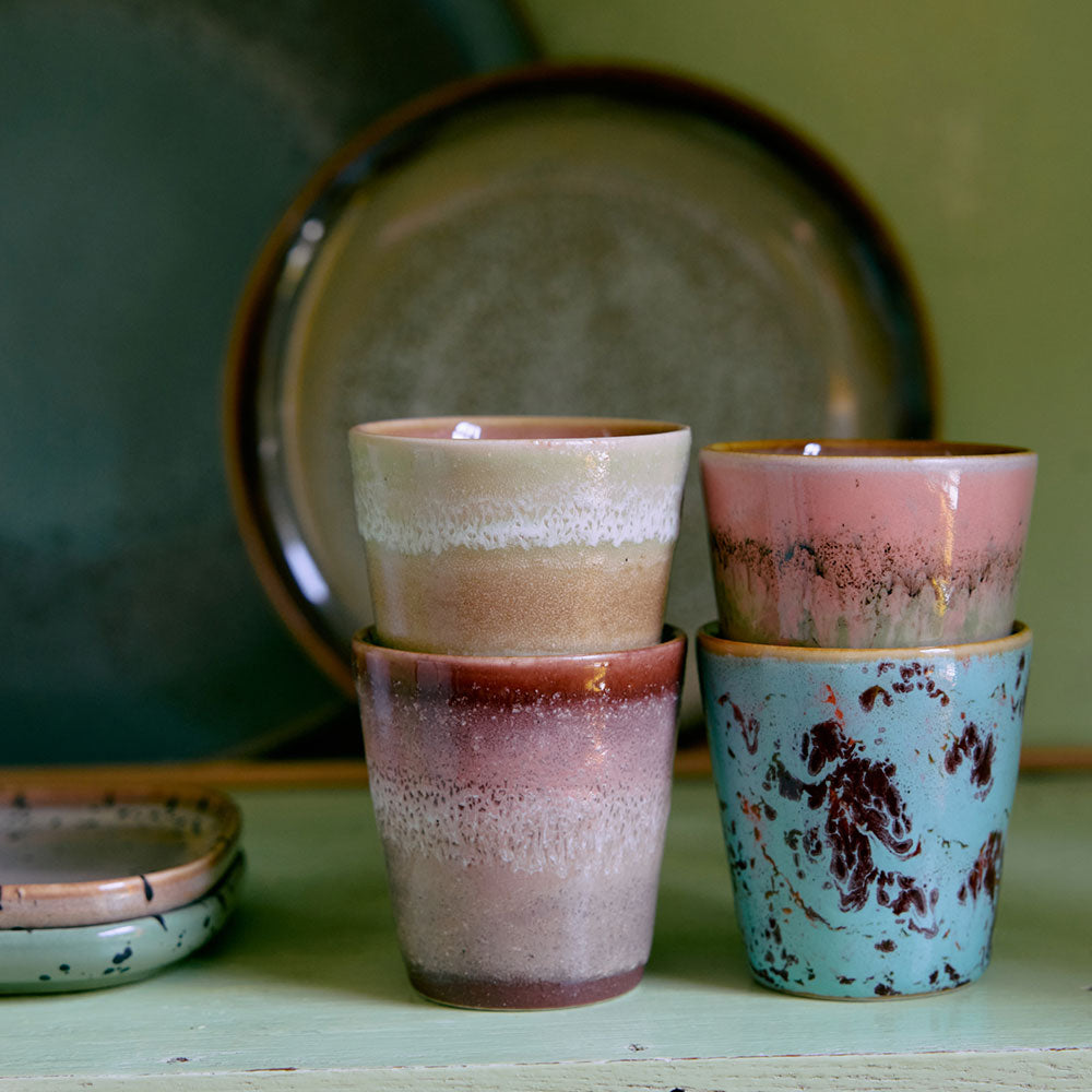70s ceramics, Set de 4 Tazas de café, "Futurista"