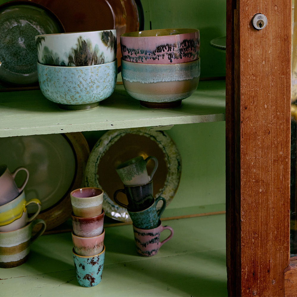 70s ceramics, Set de 4 Tazas de café, "Futurista"