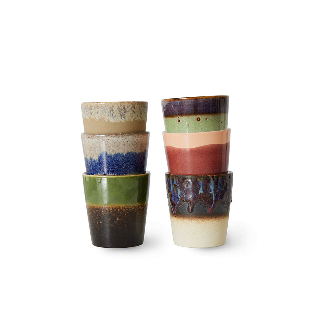 70s ceramics: Tazas de Café, "Grounding" (juego de 6 unidades)