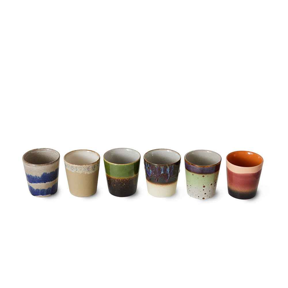 70s ceramics: Tazas de Café, "Grounding" (juego de 6 unidades)