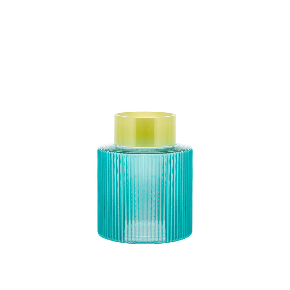 Jarrón de cristal Groove 'azul'