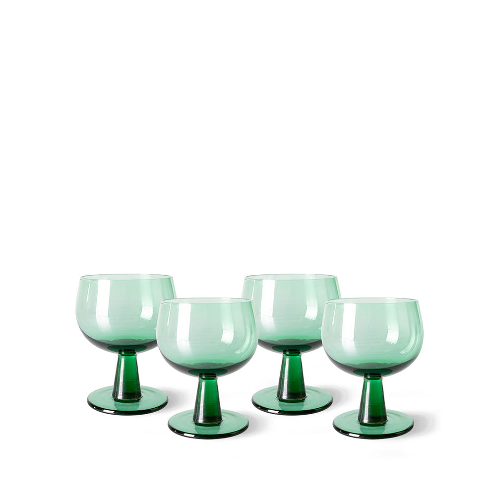 Colección Esmeraldas: copa de vino baja "Verde helecho" (juego de 4 unidades)