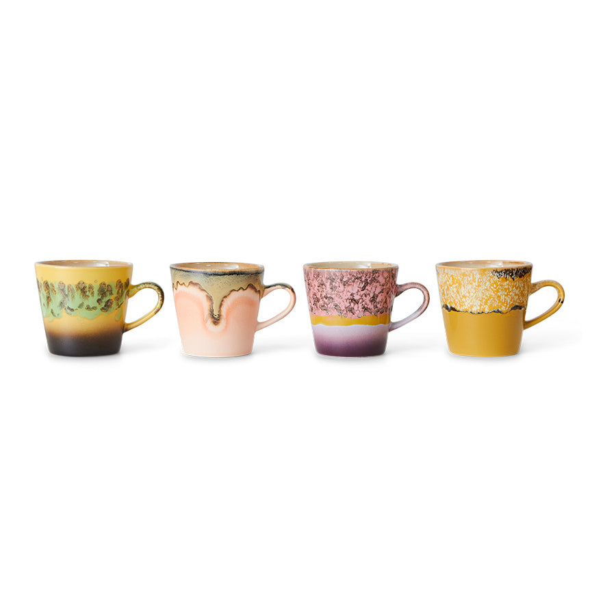 70s ceramics: Tazas de Café, "Radiant" (juego de 4 unidades)