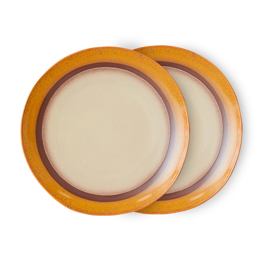 70s ceramics: Set de platos principal "Coconut" (juego de 2 unidades)