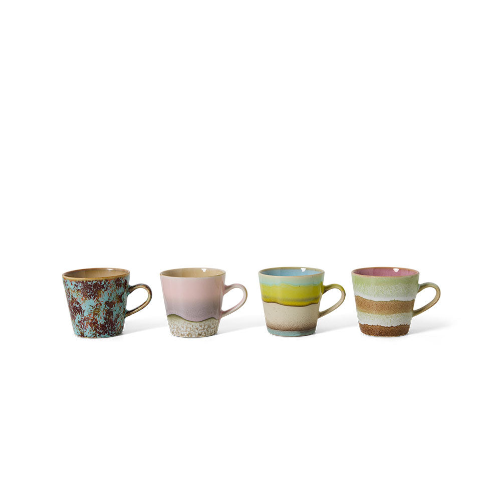 70s ceramics, Set de 4 Tazas de café, "Rococo"