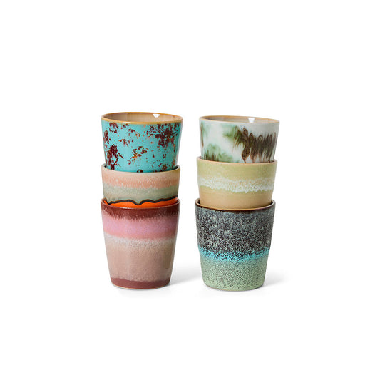 70s ceramics, Set de 4 Tazas de café, "Surreal"