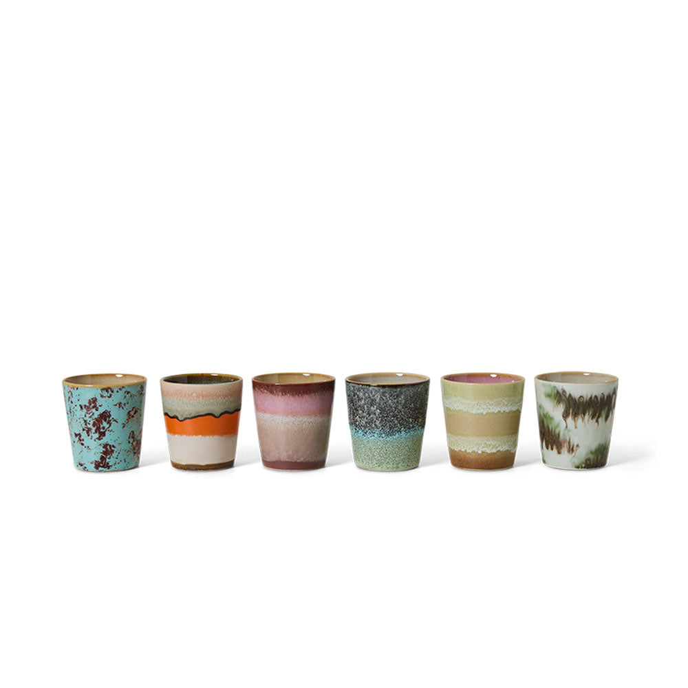 70s ceramics, Set de 4 Tazas de café, "Surreal"