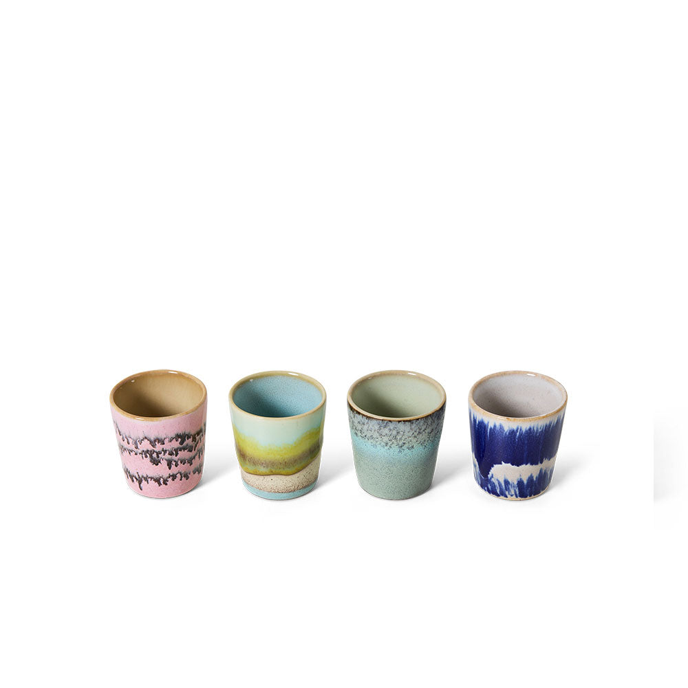 70´s ceramics, Set de 4 tazas de café ristretto, "Vibrante"