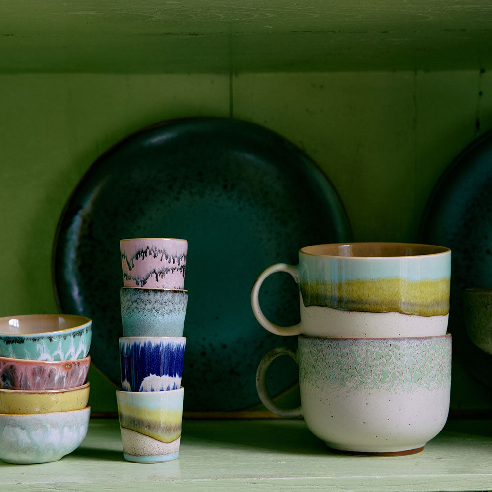 70´s ceramics, Set de 4 tazas de café ristretto, "Vibrante"