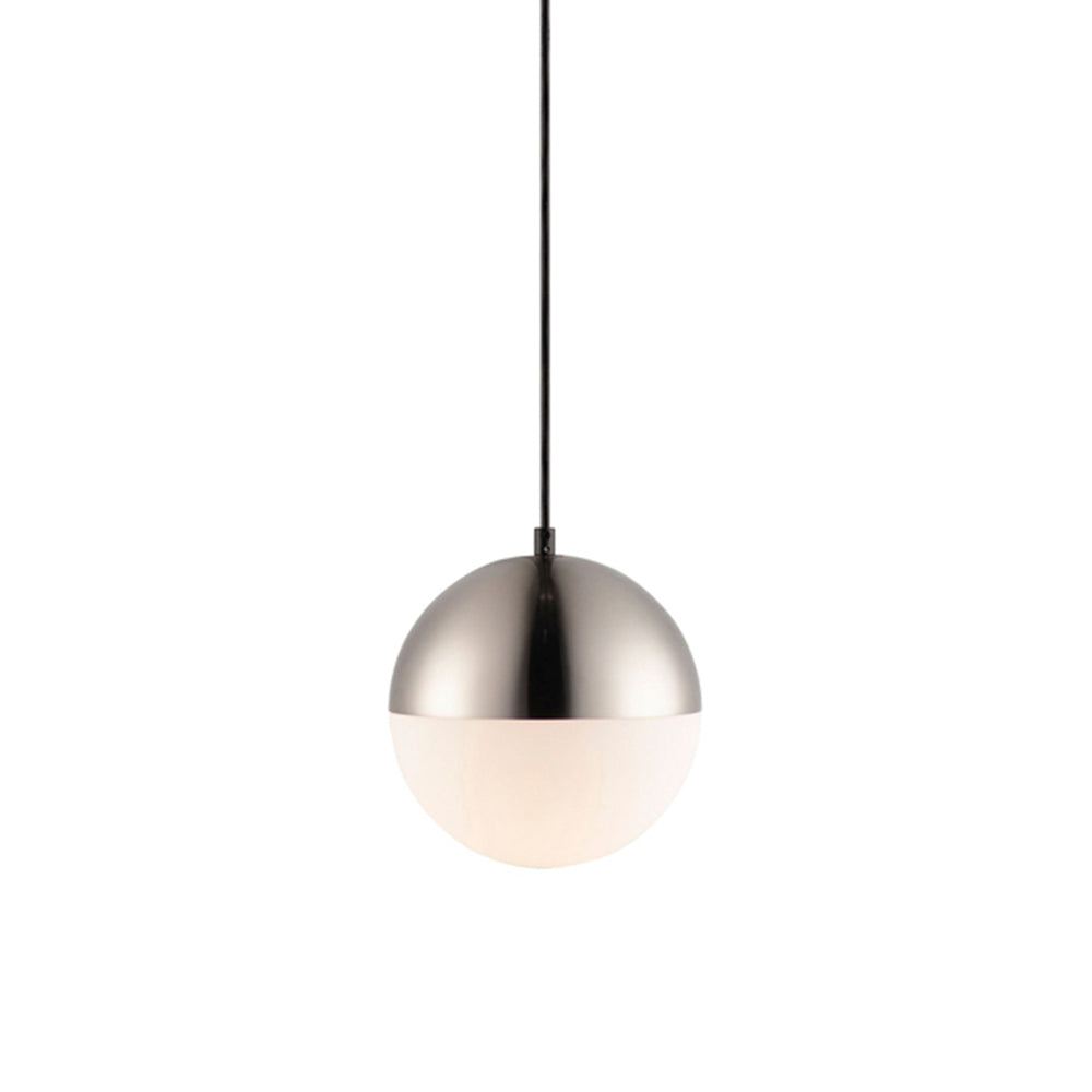 Lámpara colgante de aluminio plateado y vidrio Ball