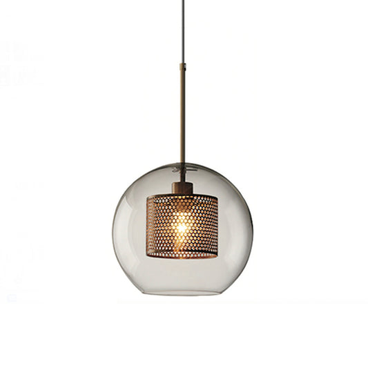 Lámpara colgante de vidrio con detalles en metal dorado Lantern 2