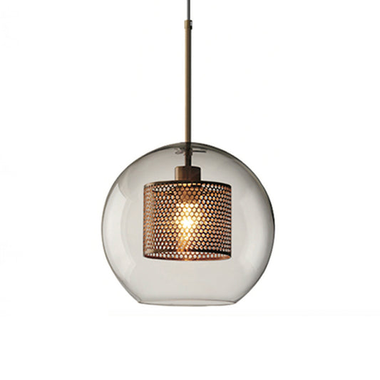 Lámpara colgante de vidrio con detalles en metal dorado Lantern 3