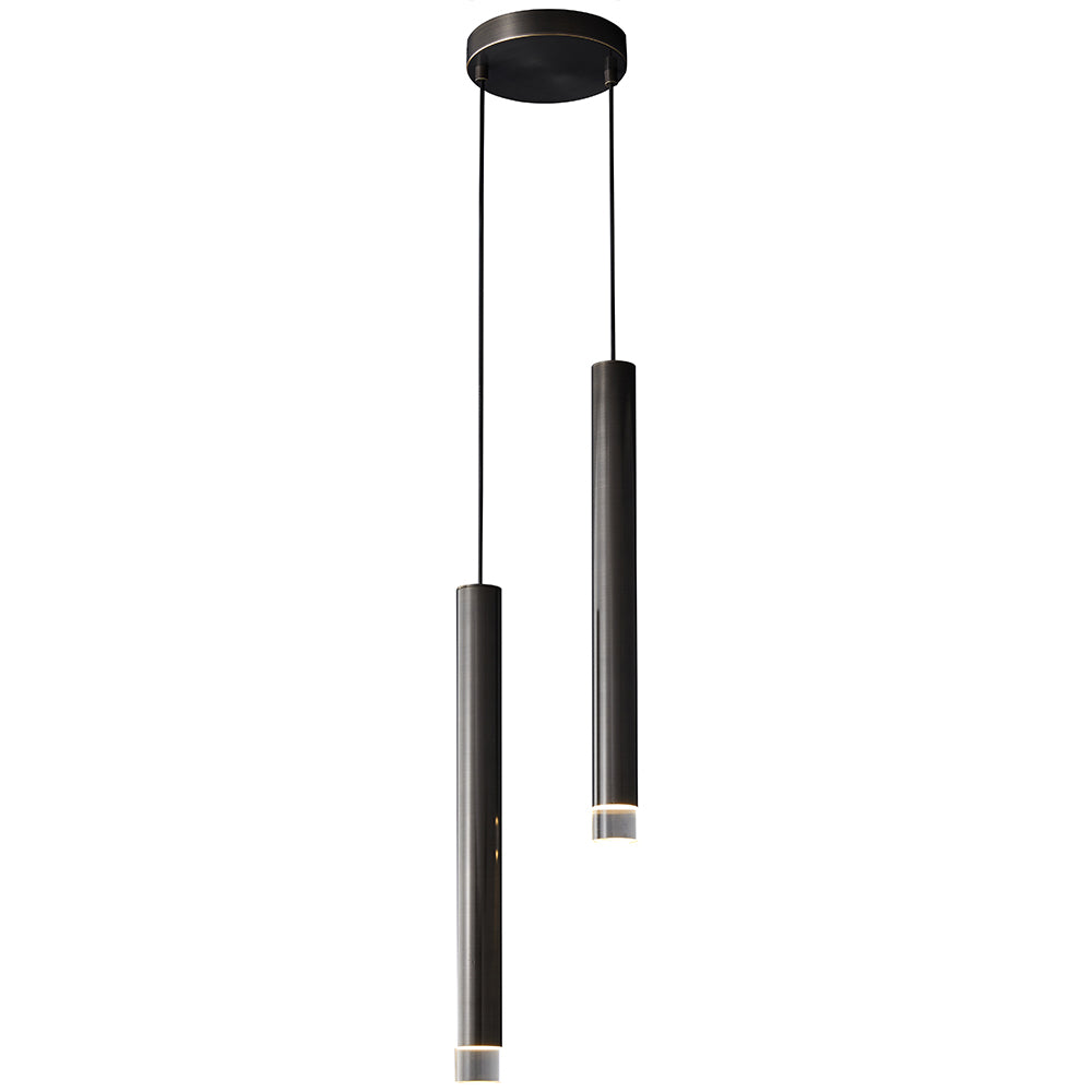 Lámpara colgante led de vidrio y aluminio negro Beam Light 2 Barras